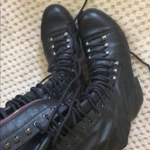 Leather tie up boots